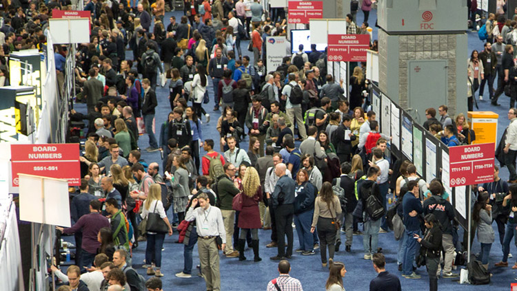 the crowded poster floor at the annual meeting
