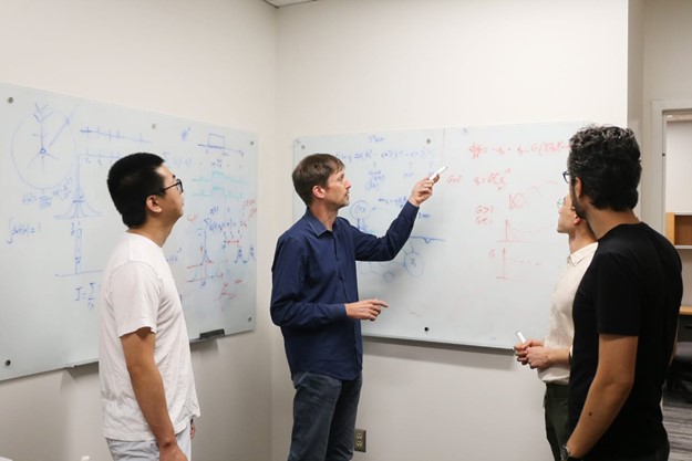  Nicolas Brunel, PhD (center), of Duke University School of Medicine was awarded the 2021 Swartz Prize for Theoretical and Computational Neuroscience. 