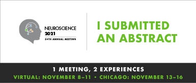 Image that says "I submitted an abstract" with the Neuroscience 2021 logo below the text.