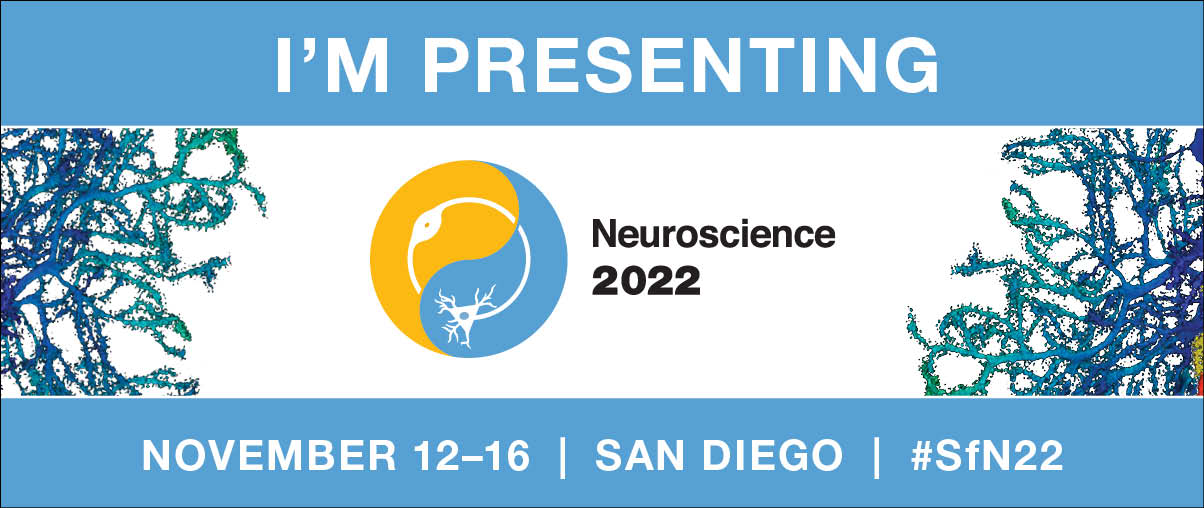 Image that says "I'm Presenting" with the Neuroscience 2022 logo below the text.