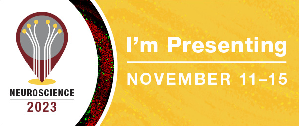 Image that says "I'm Presenting" in white text with the Neuroscience 2023 logo.