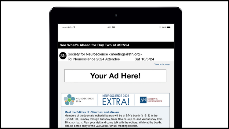 Example of Email Newsletter ad at Neuroscience 2024