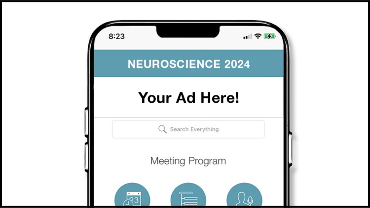 Example of Home Screen Mobile App ad at Neuroscience 2024