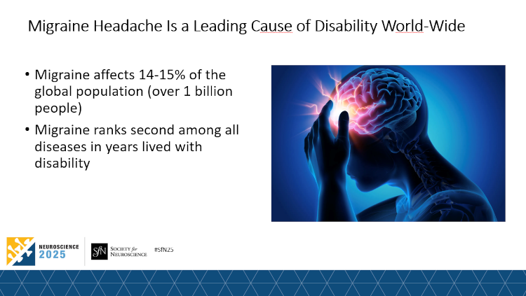 Image of a slide describing migraines
