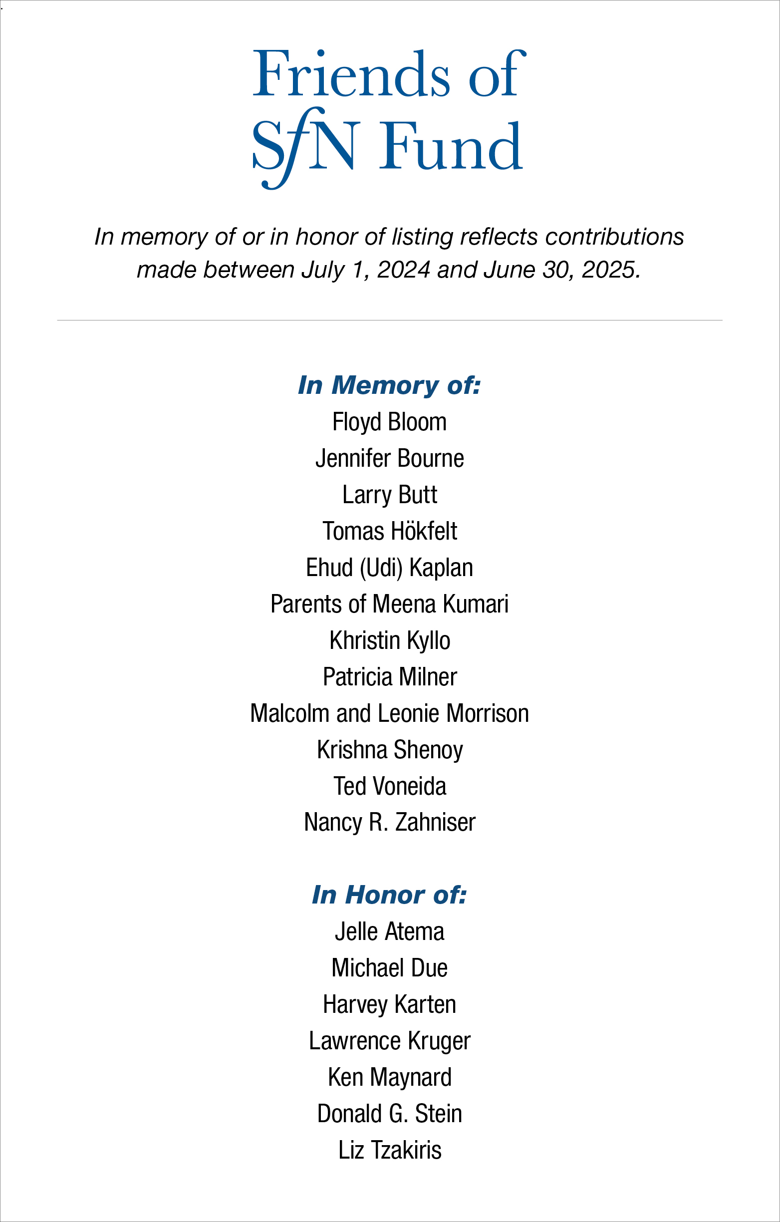 Friends of SfN Fund